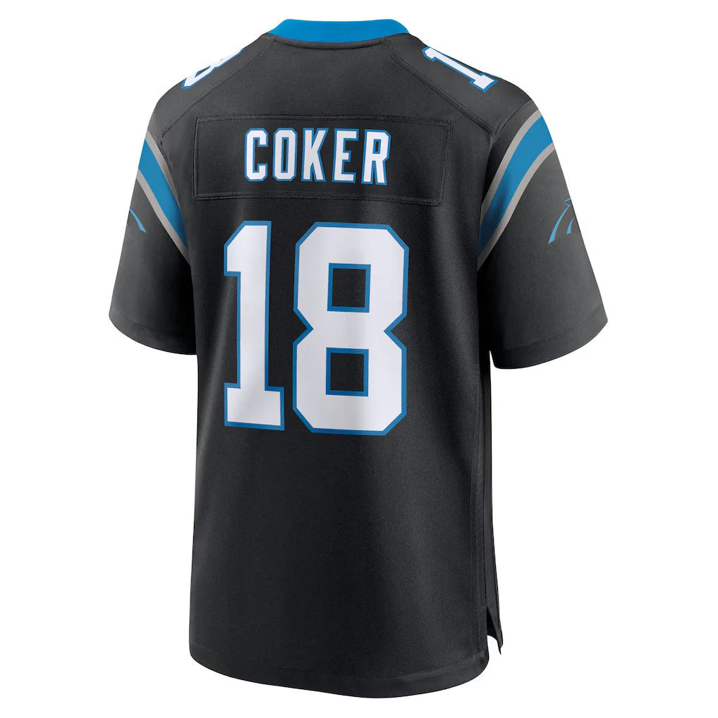 Seanshop C.Panthers #18 Jalen Coker Player Black Home Game Stitched Jerseys