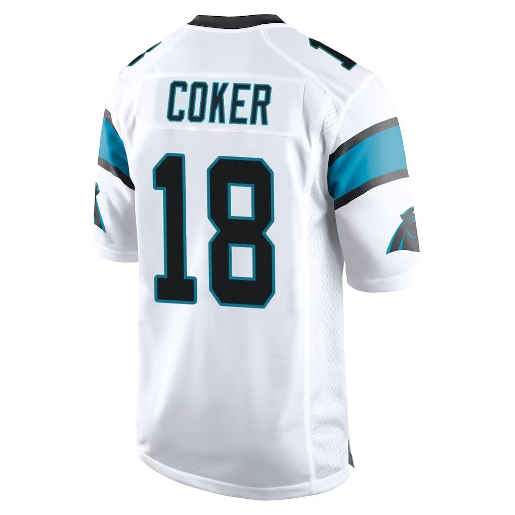 Seanshop C.Panthers #18 Jalen Coker Player White Game Stitched Jerseys