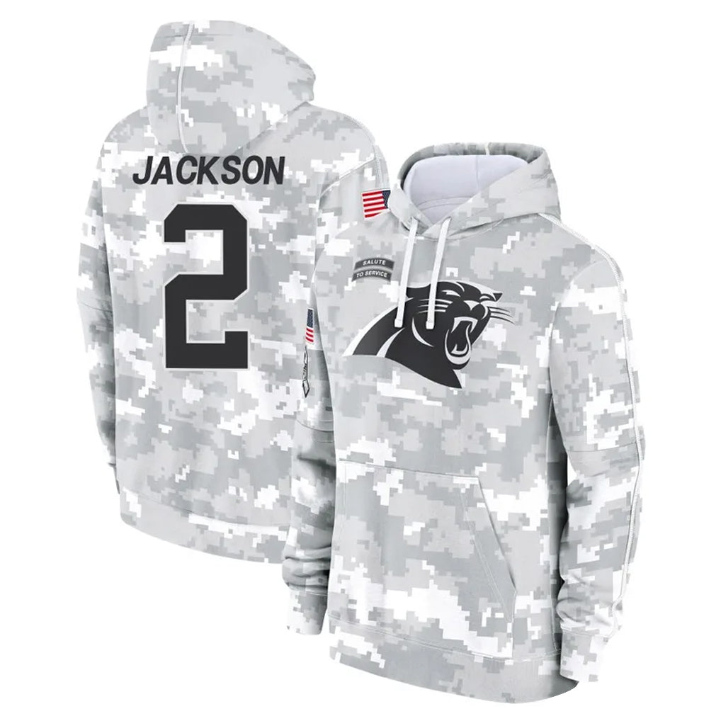 Seanshop C.Panthers #2 Michael Jackson Player Arctic Camo Salute to Service Pullover Hoodies Limited Game Stitched Jerseys