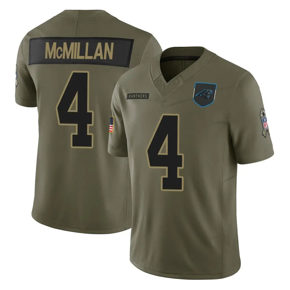 Seanshop C.Panthers #4 Tetairoa McMillan Player Olive Salute to Service Limited Home Game Stitched Jerseys
