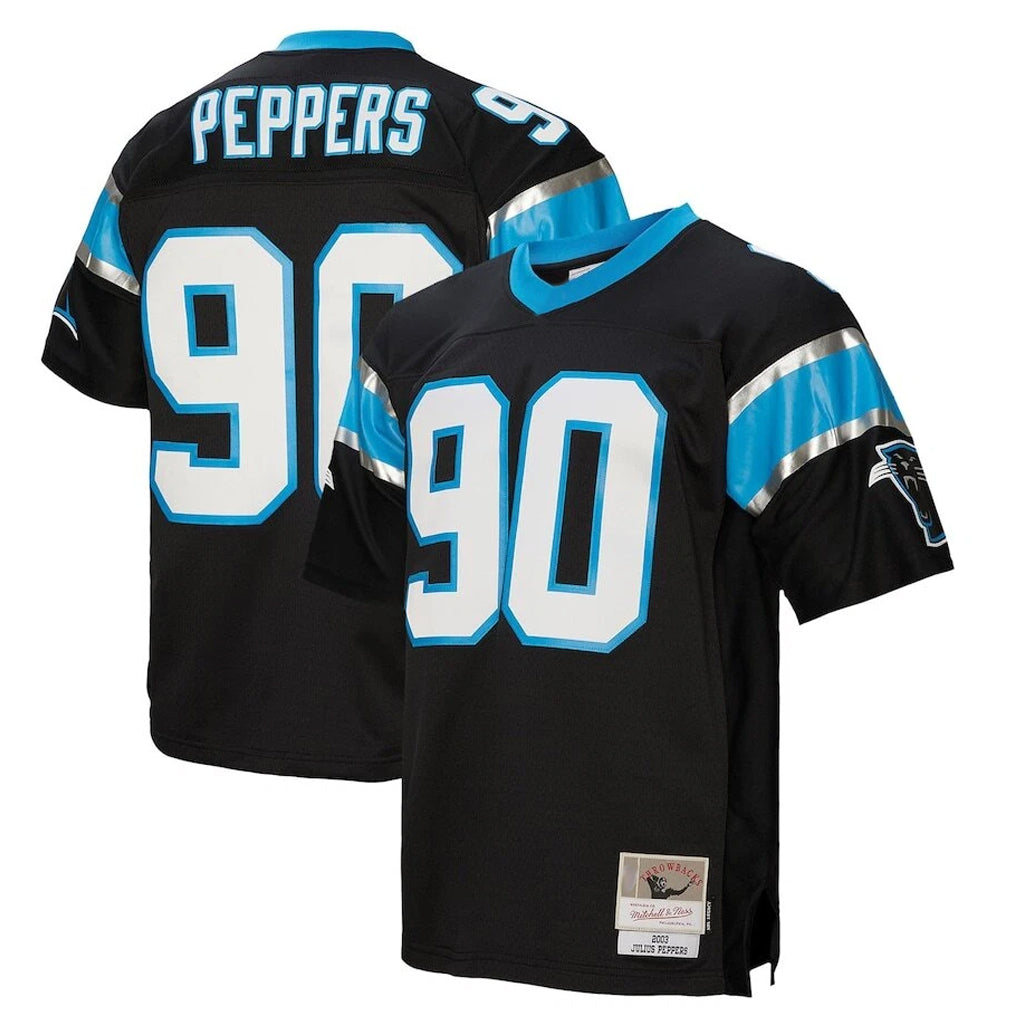 Seanshop C.Panthers #90 Julius Peppers Player Black Mitchell & Ness Legacy Replica Stitched Jerseys