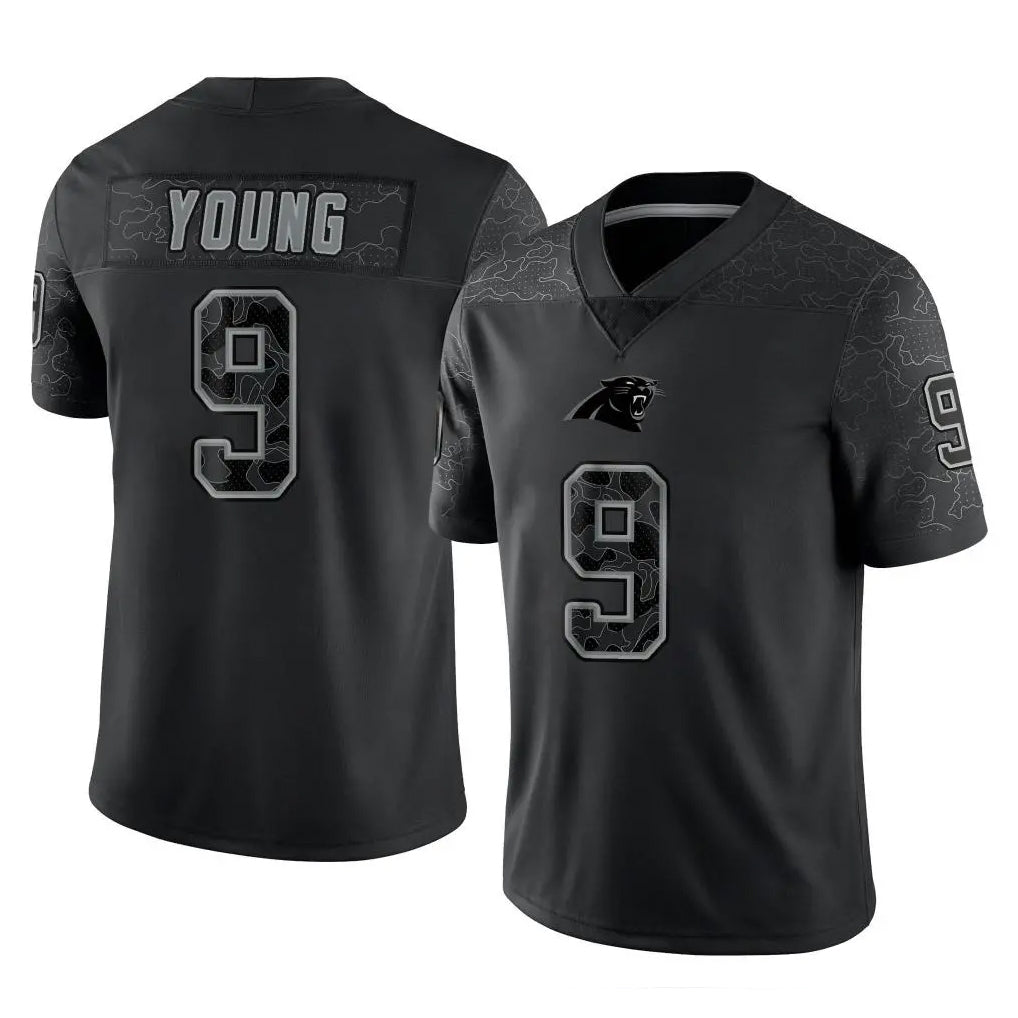 Seanshop C.Panthers #9 Bryce Young Player Black Limited Reflective Game Stitched Jerseys