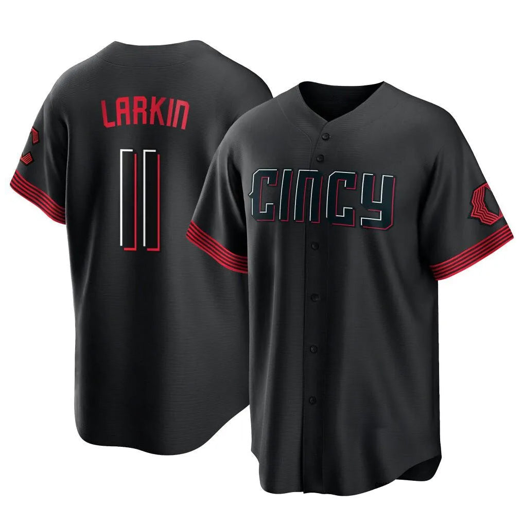Seanshop C.Reds #11 Barry Larkin Player Black City Connect Home Game Stitched Jerseys