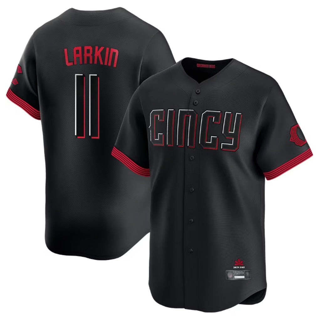 Seanshop C.Reds #11 Barry Larkin Player Black City Connect Home Limited Stitched Jerseys