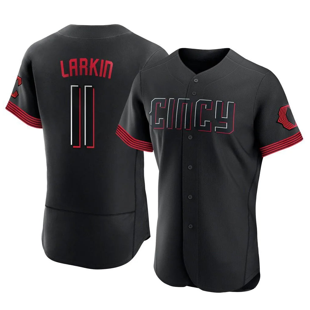 Seanshop C.Reds #11 Barry Larkin Player Black City Connect Limited Elite Home Stitched Jerseys