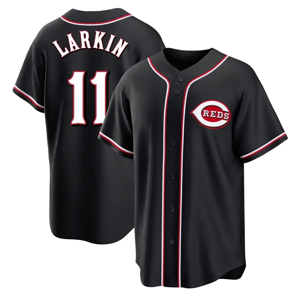 Seanshop C.Reds #11 Barry Larkin Player Black Fashion Out Home Game Stitched Jerseys