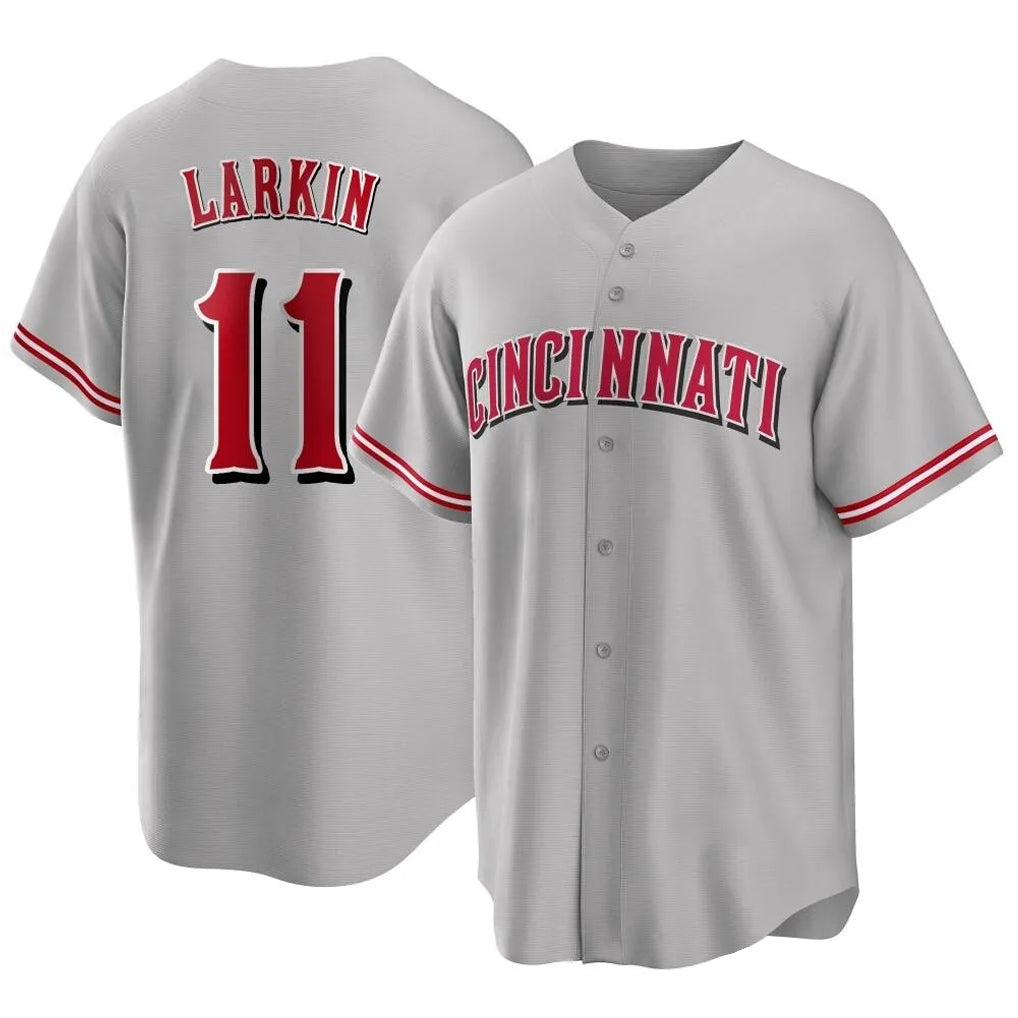 Seanshop C.Reds #11 Barry Larkin Player Gray Home Game Stitched Jerseys
