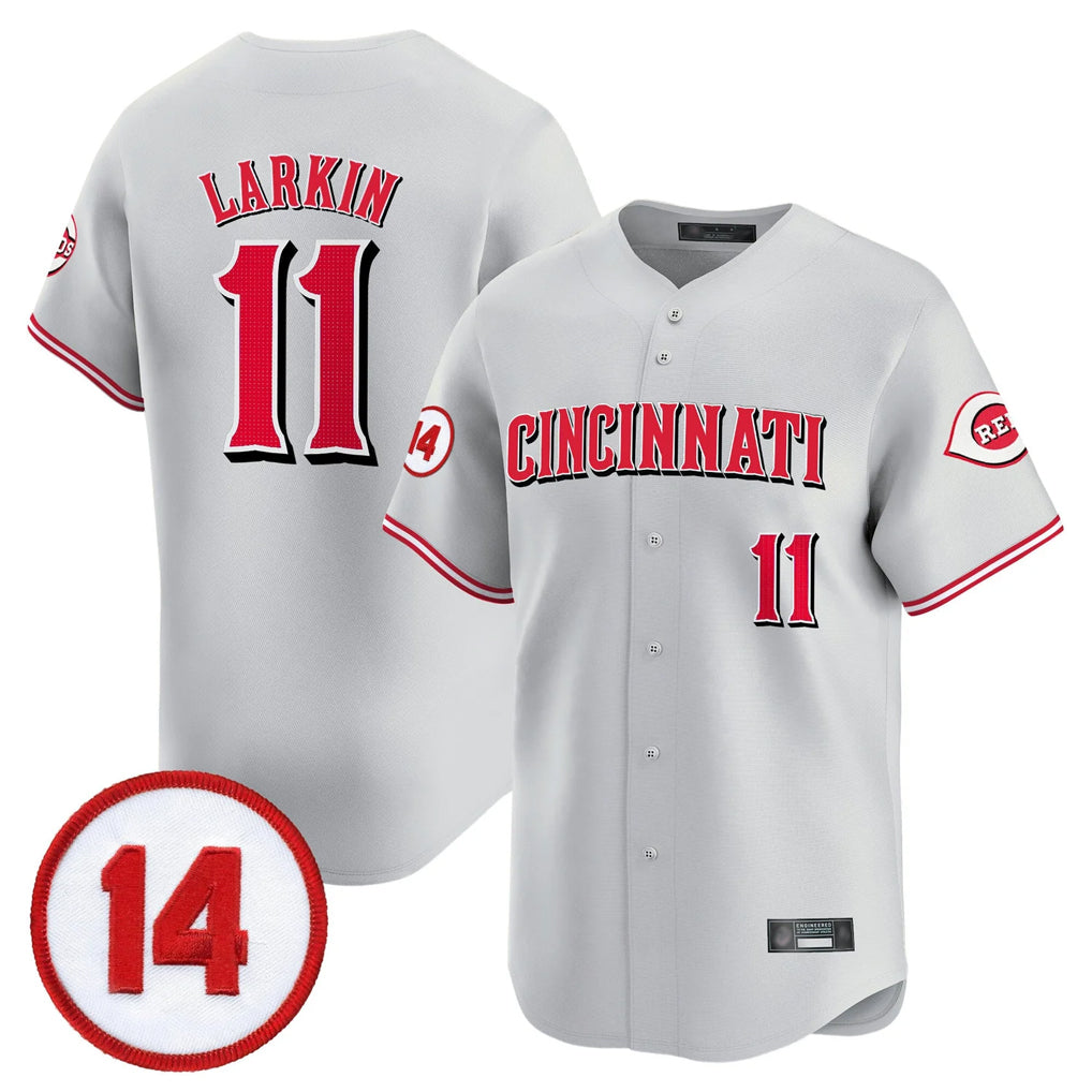 Seanshop C.Reds #11 Barry Larkin Player Gray Vapor Premier Limited Home Stitched Jerseys