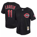 Seanshop C.Reds #11 Barry Larkin Player Mitchell & Ness Black Throwback Cooperstown Mesh Game Stitched Jerseys