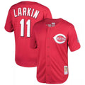Seanshop C.Reds #11 Barry Larkin Player Mitchell & Ness Red Throwback Cooperstown Mesh Game Stitched Jerseys