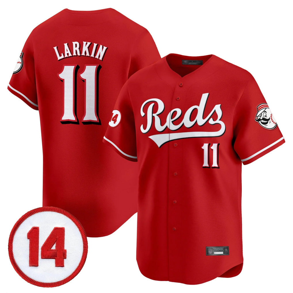 Seanshop C.Reds #11 Barry Larkin Player Red Vapor Premier Limited Home Stitched Jerseys