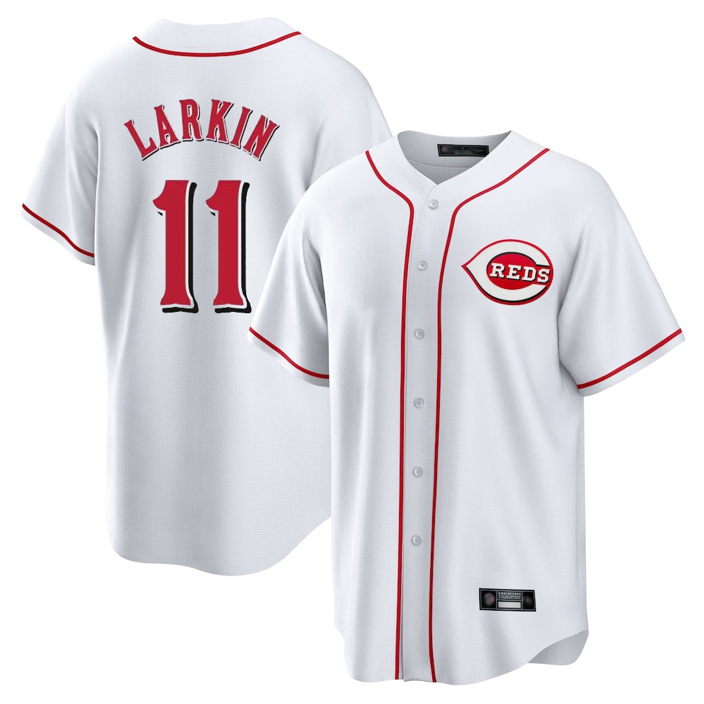 Seanshop C.Reds #11 Barry Larkin Player White Game Home Stitched Jerseys