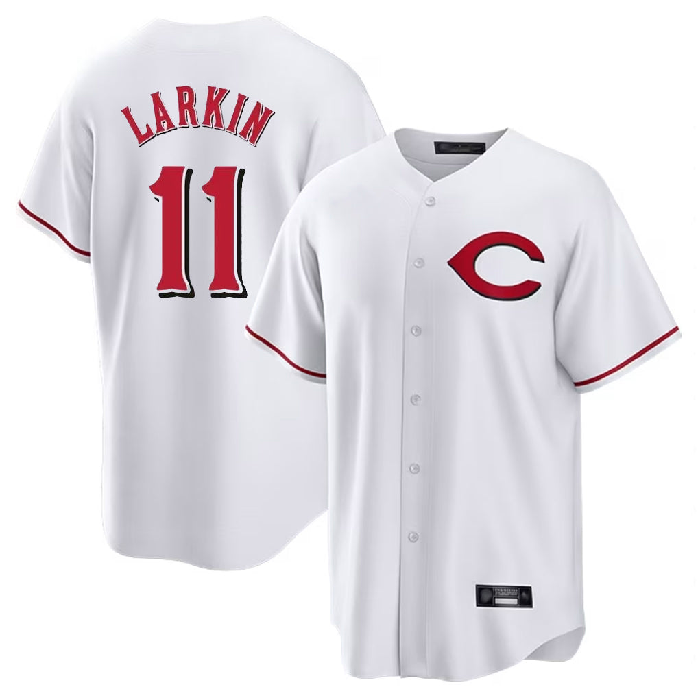 Seanshop C.Reds #11 Barry Larkin Player White Home Game Stitched Jerseys
