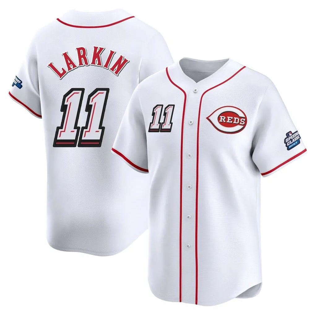 Seanshop C.Reds #11 Barry Larkin Player White Speedway Classic Home Limited Stitched Jerseys