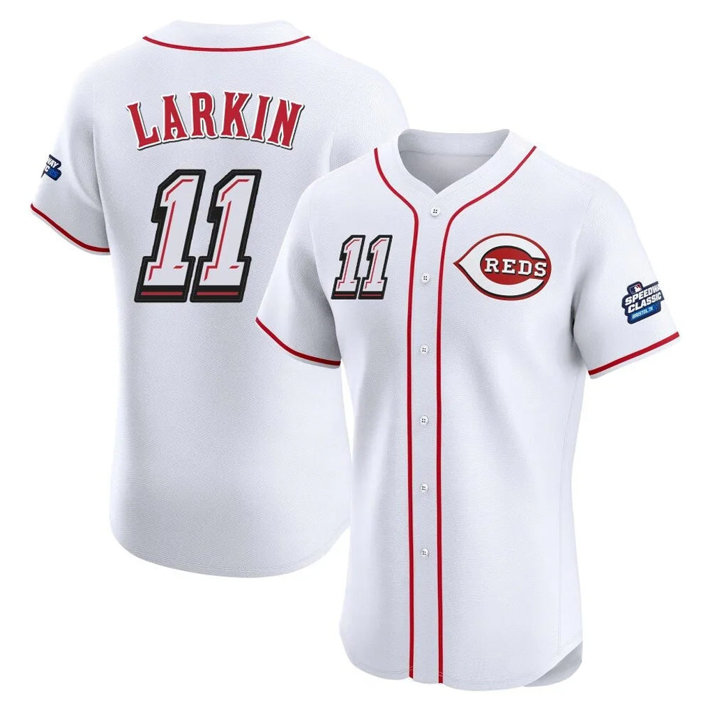 Seanshop C.Reds #11 Barry Larkin Player White Speedway Classic Limited Elite Home Stitched Jerseys