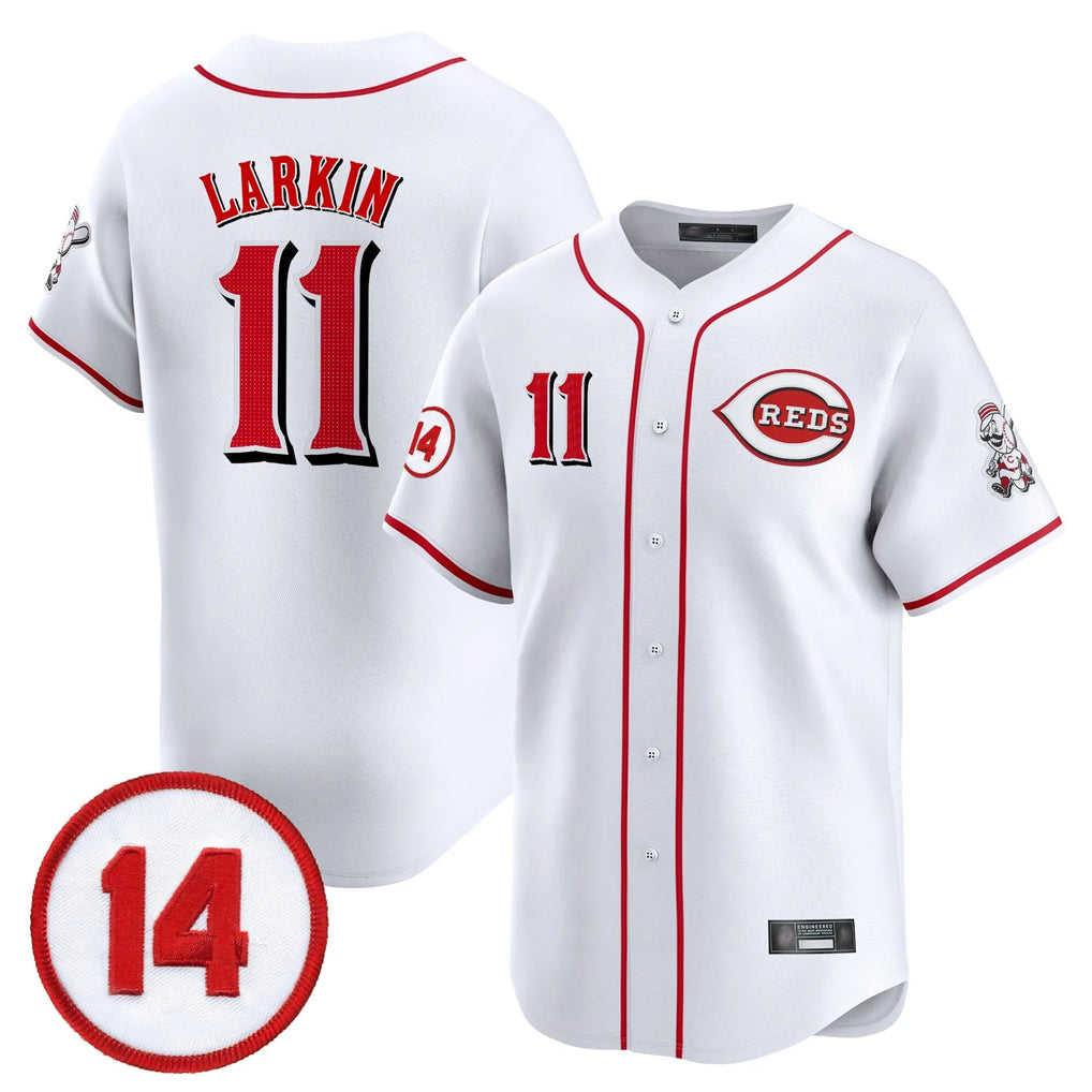 Seanshop C.Reds #11 Barry Larkin Player White Vapor Premier Limited Home Stitched Jerseys
