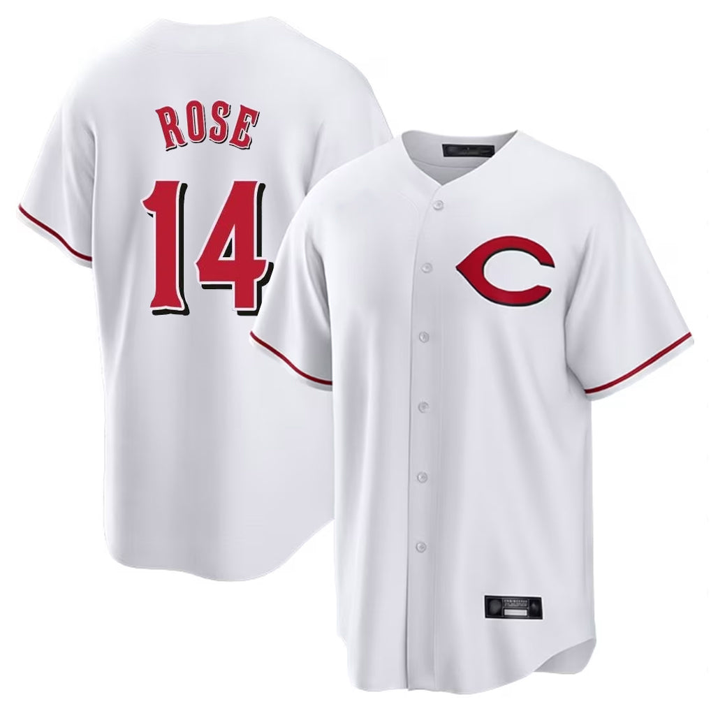 Seanshop C.Reds #14 Pete Rose Player White Home Game Stitched Jerseys