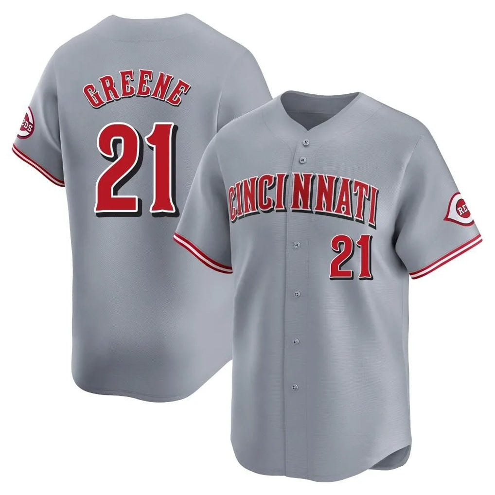 Seanshop C.Reds #21 Hunter Greene Player Gray Home Limited Stitched Jerseys