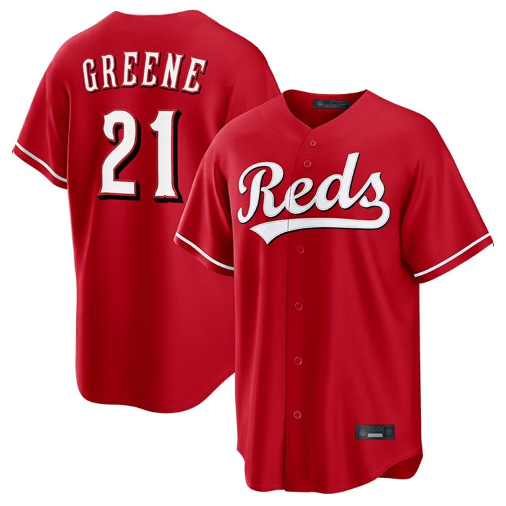Seanshop C.Reds #21 Hunter Greene Player Red Home Game Stitched Jerseys