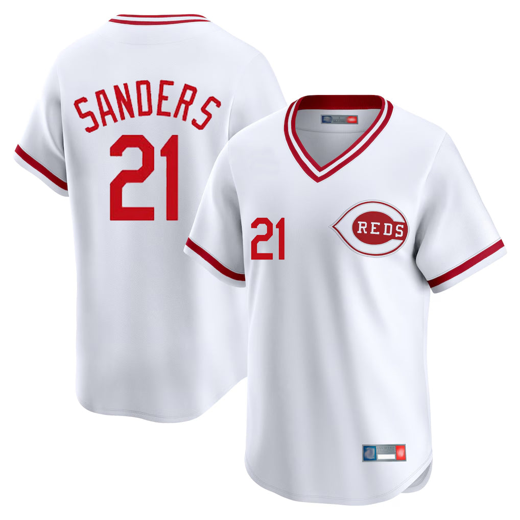 Seanshop C.Reds #21 Hunter Greene Player White Cooperstown Collection Limited T-shirt Home Stitched Jerseys