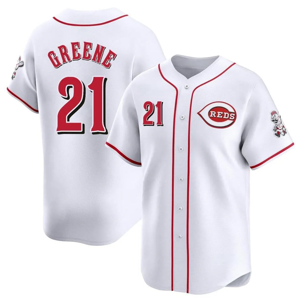 Seanshop C.Reds #21 Hunter Greene Player White Home Limited Stitched Jerseys