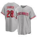 Seanshop C.Reds #28 Eugenio Su¨¢rez Player Gray Home Game Stitched Jerseys
