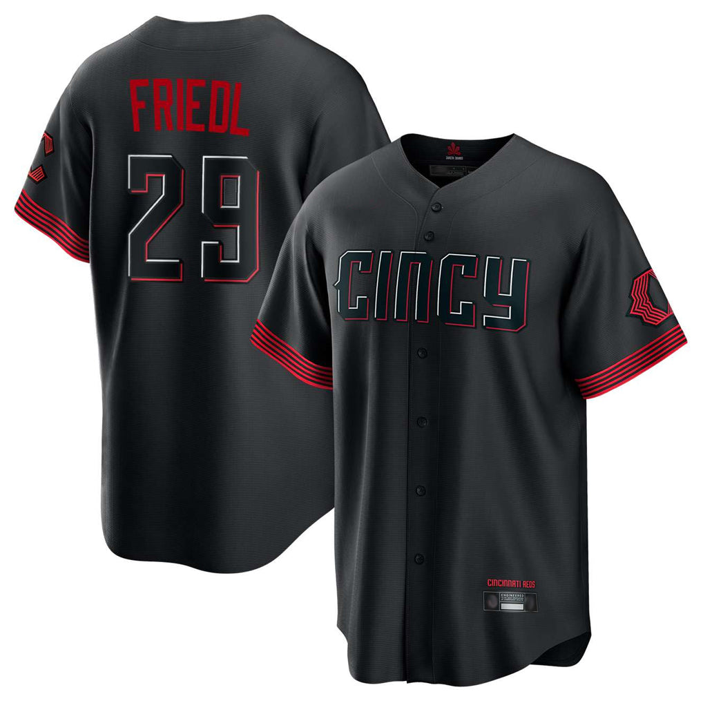Seanshop C.Reds #29 TJ Friedl Player Black City Connect Home Game Stitched Jerseys