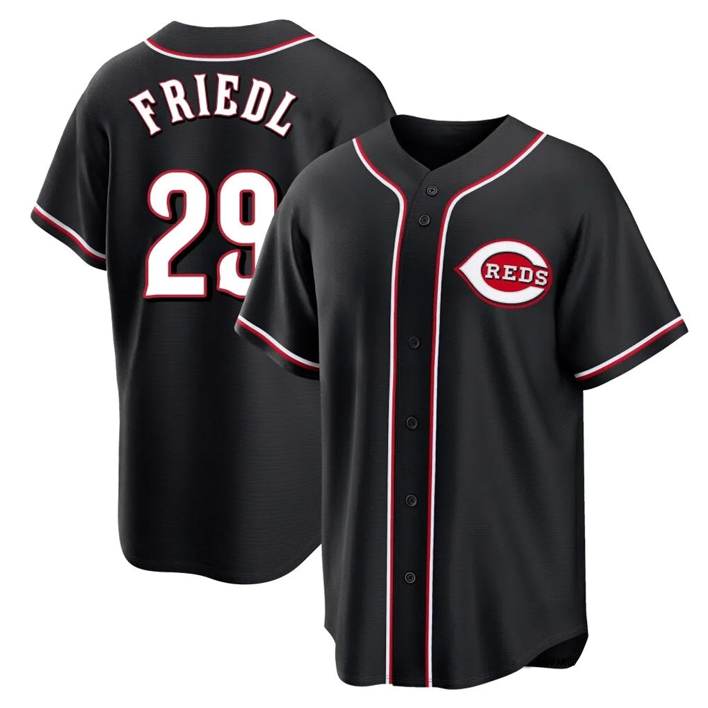 Seanshop C.Reds #29 TJ Friedl Player Black Fashion Out Home Game Stitched Jerseys