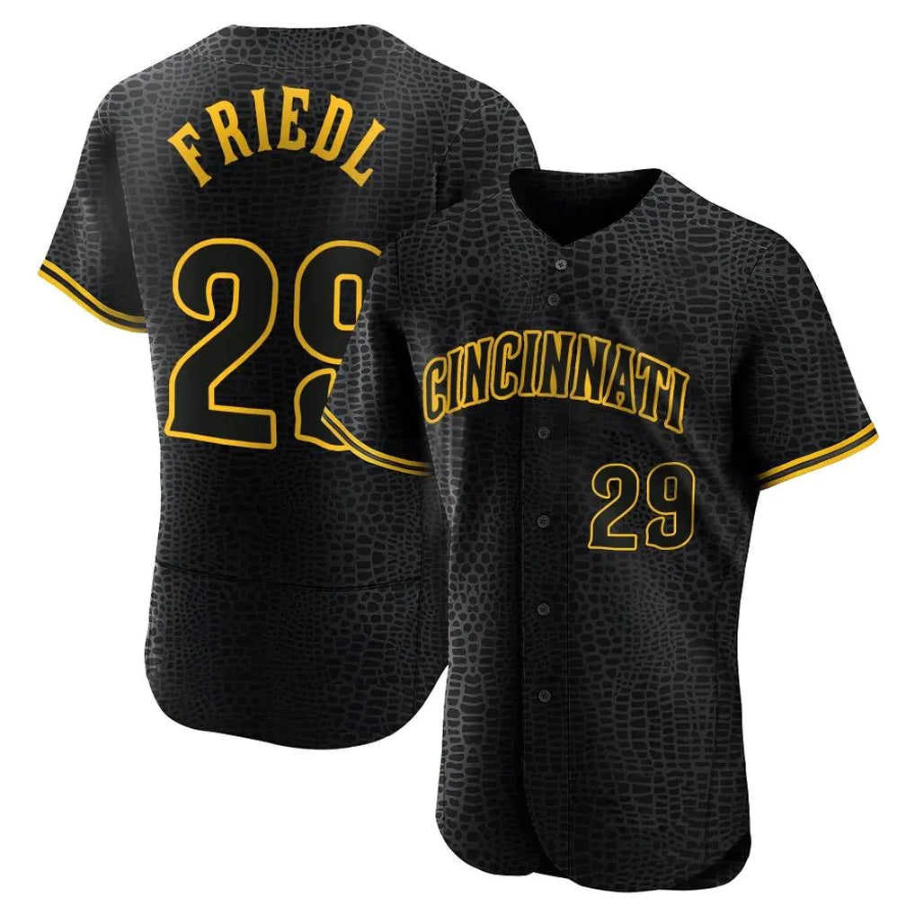 Seanshop C.Reds #29 TJ Friedl Player Black Snake Skin City Limited Elite Home Stitched Jerseys