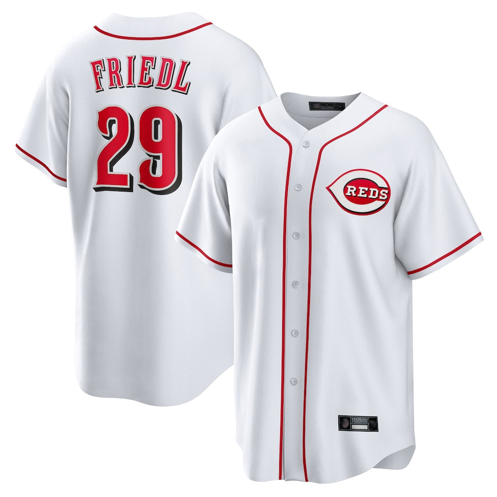 Seanshop C.Reds #29 TJ Friedl Player White Game Home Stitched Jerseys