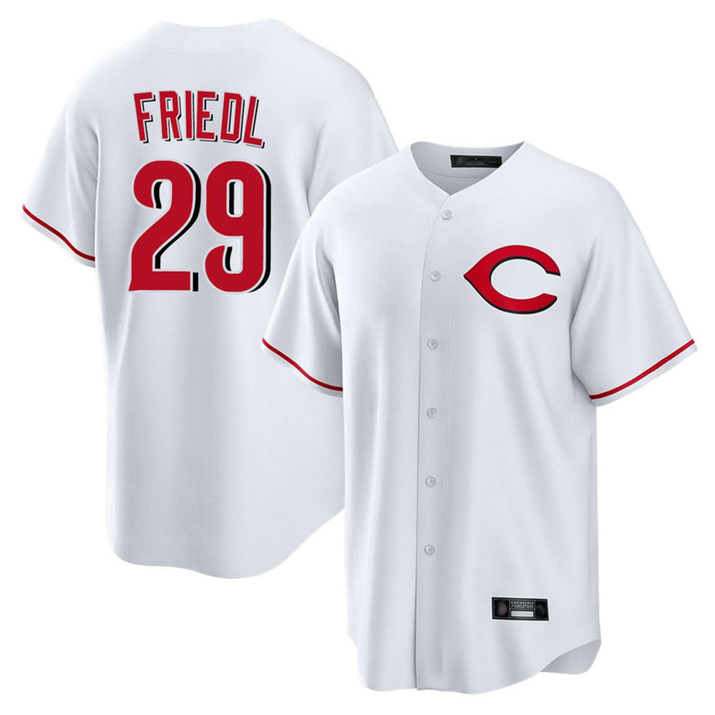 Seanshop C.Reds #29 TJ Friedl Player White Home Game Stitched Jerseys