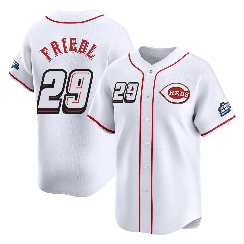 Seanshop C.Reds #29 TJ Friedl Player White Speedway Classic Home Limited Stitched Jerseys