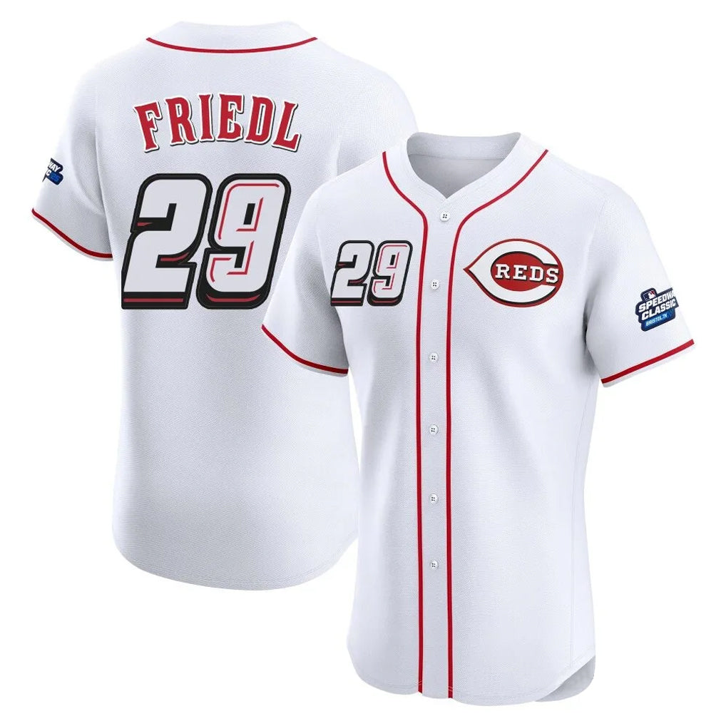Seanshop C.Reds #29 TJ Friedl Player White Speedway Classic Limited Elite Home Stitched Jerseys