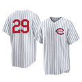 Seanshop C.Reds #29 TJ Friedl Player White Stripe Field of Dreams Game Home Stitched Jerseys