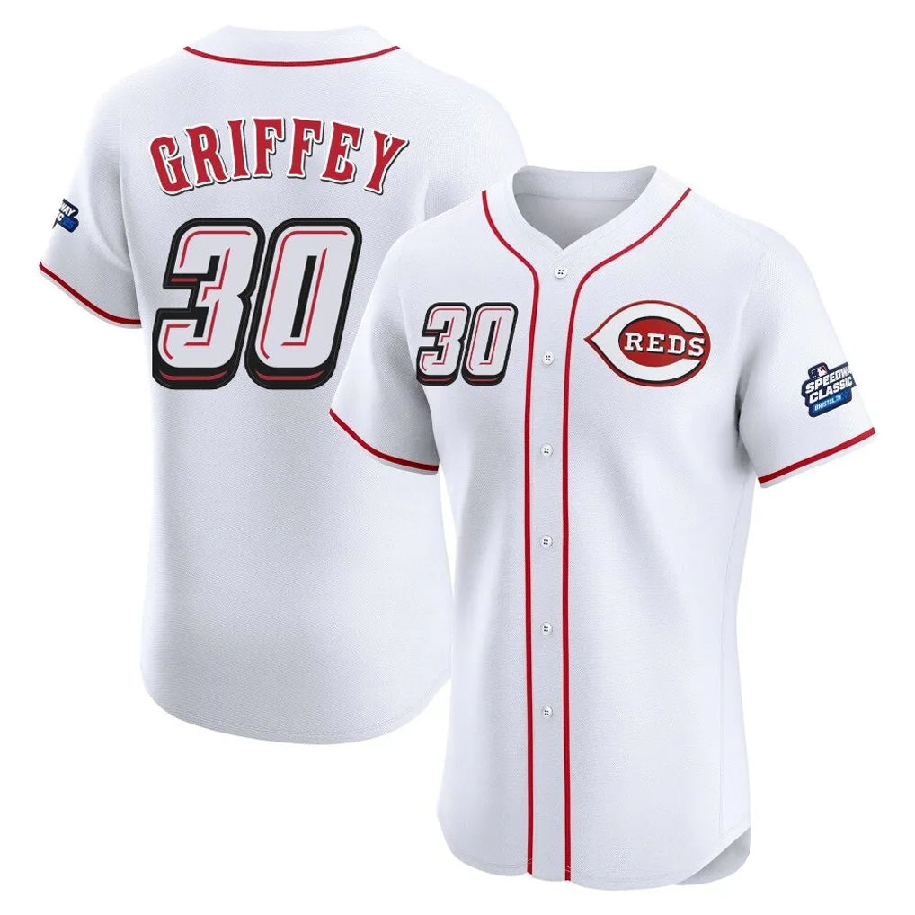 Seanshop C.Reds #30 Ken Griffey Player White Speedway Classic Limited Elite Home Stitched Jerseys