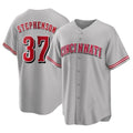 Seanshop C.Reds #37 Tyler Stephenson Player Gray Home Game Stitched Jerseys