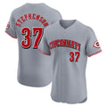 Seanshop C.Reds #37 Tyler Stephenson Player Gray Limited Elite Home Stitched Jerseys