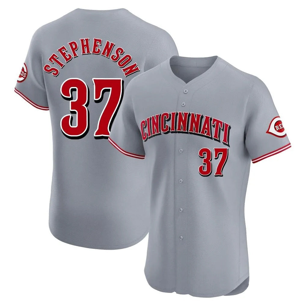 Seanshop C.Reds #37 Tyler Stephenson Player Gray Limited Elite Home Stitched Jerseys