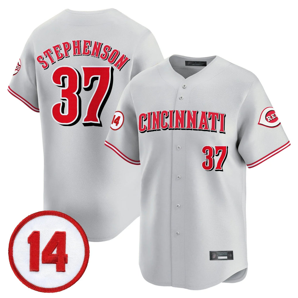 Seanshop C.Reds #37 Tyler Stephenson Player Gray Vapor Premier Limited Home Stitched Jerseys