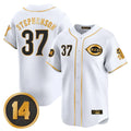 Seanshop C.Reds #37 Tyler Stephenson Player White-Gold Vapor Premier Limited Home Stitched Jerseys