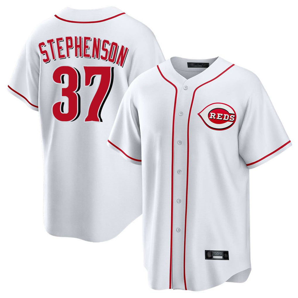 Seanshop C.Reds #37 Tyler Stephenson Player White Game Home Stitched Jerseys