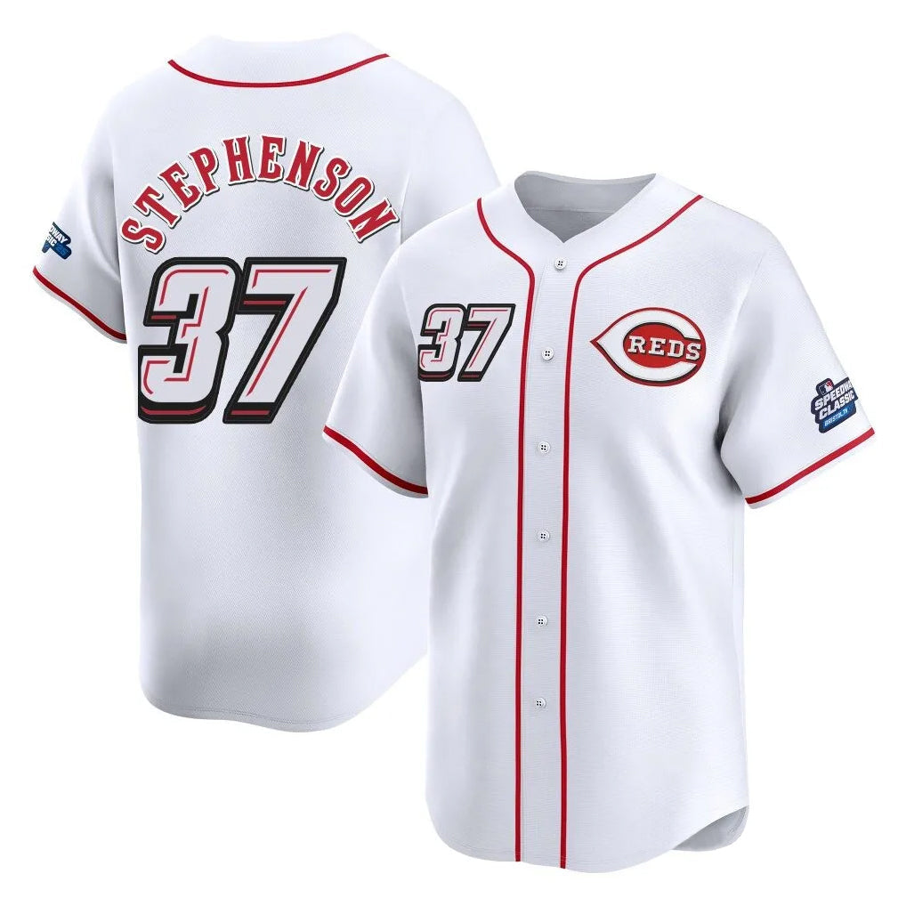 Seanshop C.Reds #37 Tyler Stephenson Player White Speedway Classic Home Limited Stitched Jerseys