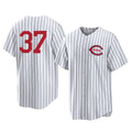 Seanshop C.Reds #37 Tyler Stephenson Player White Stripe Field of Dreams Game Home Stitched Jerseys