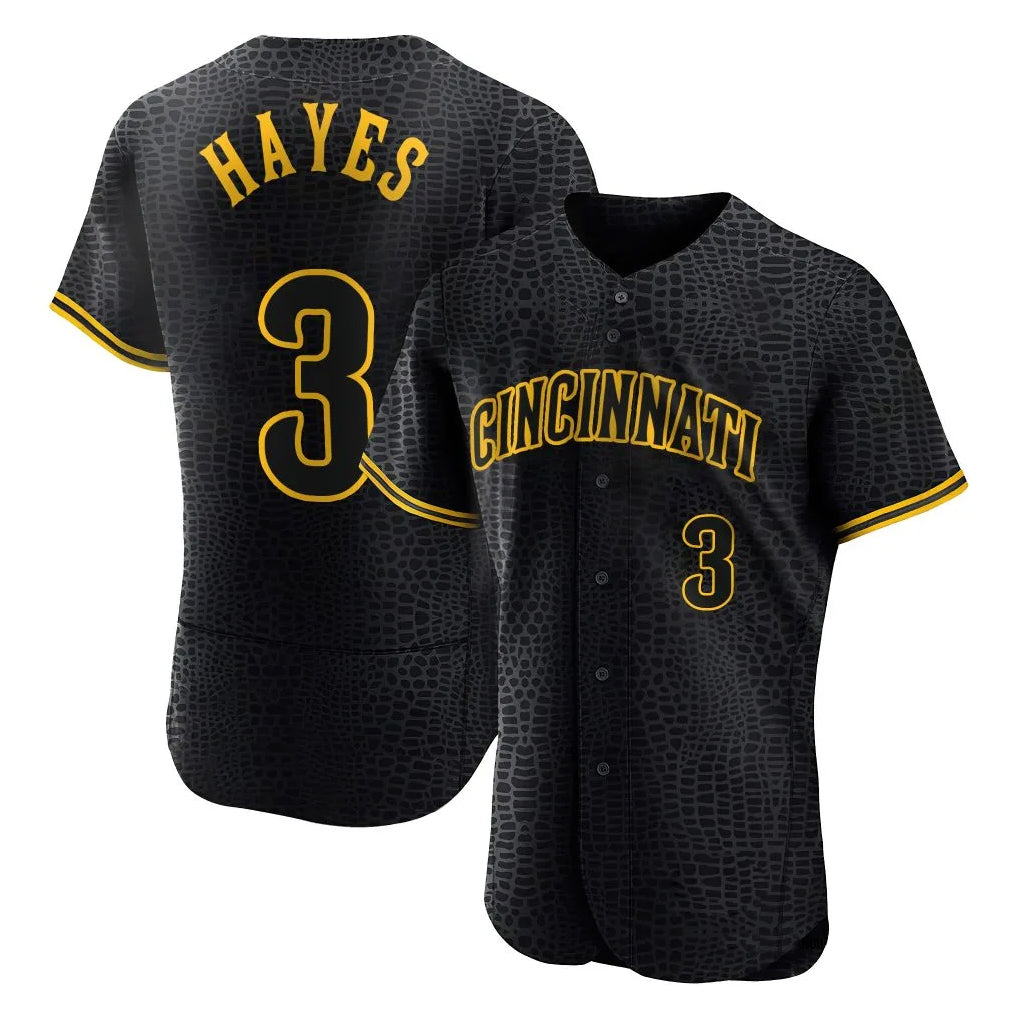 Seanshop C.Reds #3 Ke'Bryan Hayes Player Black Snake Skin City Limited Elite Home Stitched Jerseys