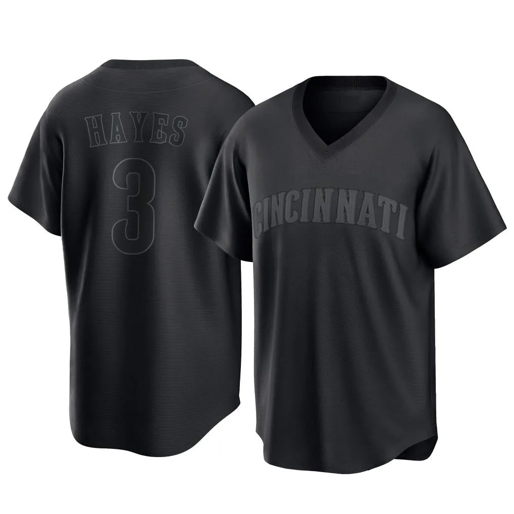 Seanshop C.Reds #3 Ke'Bryan Hayes Player Black T-shirt Game Home Stitched Jerseys