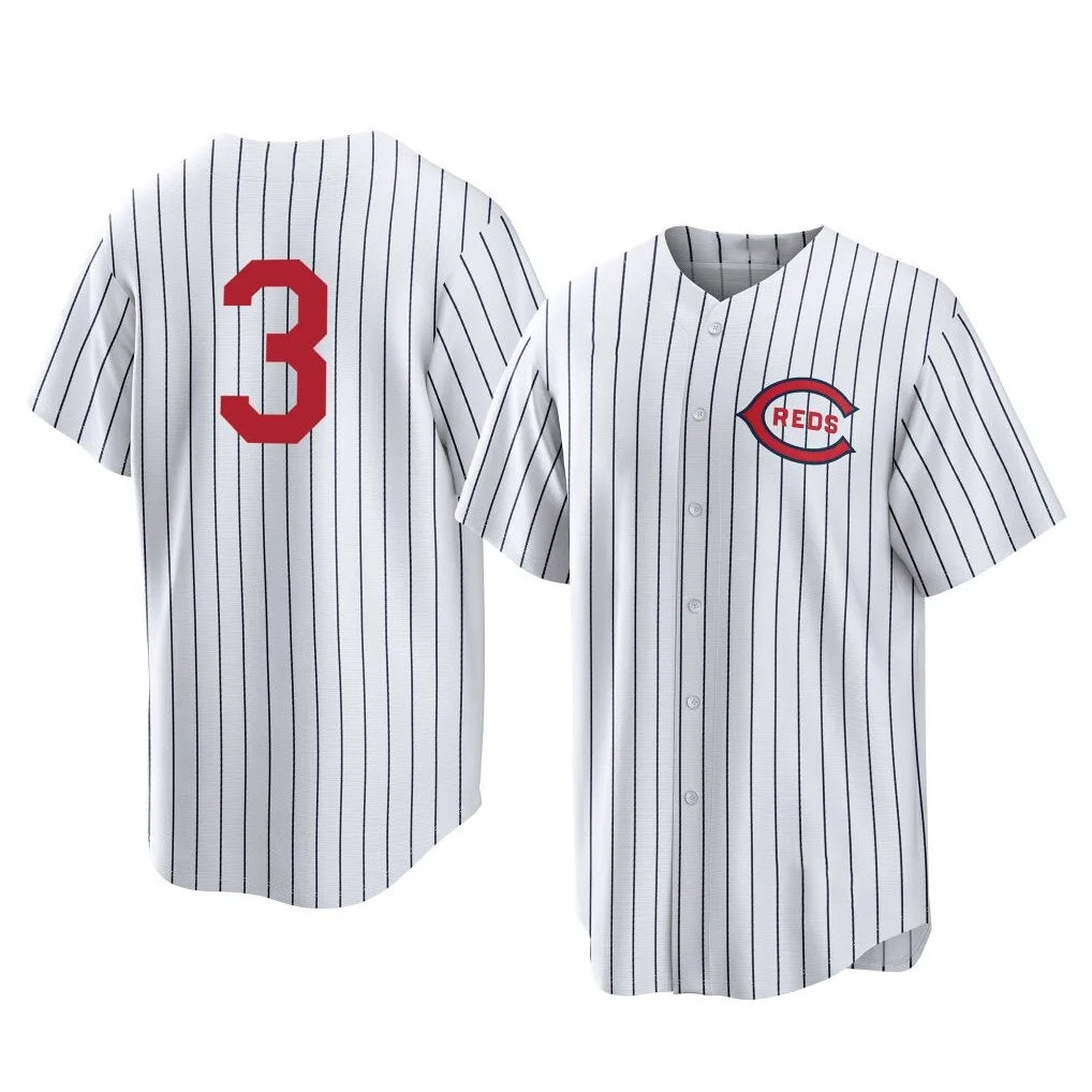 Seanshop C.Reds #3 Ke'Bryan Hayes Player White Stripe Field of Dreams Game Home Stitched Jerseys