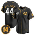 Seanshop C.Reds #44 Elly De La Cruz Player Black-Gold Vapor Premier Limited Home Stitched Jerseys