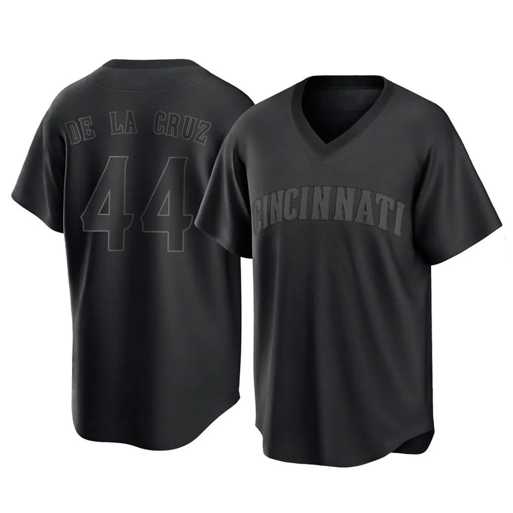 Seanshop C.Reds #44 Elly De La Cruz Player Black T-shirt Game Home Stitched Jerseys