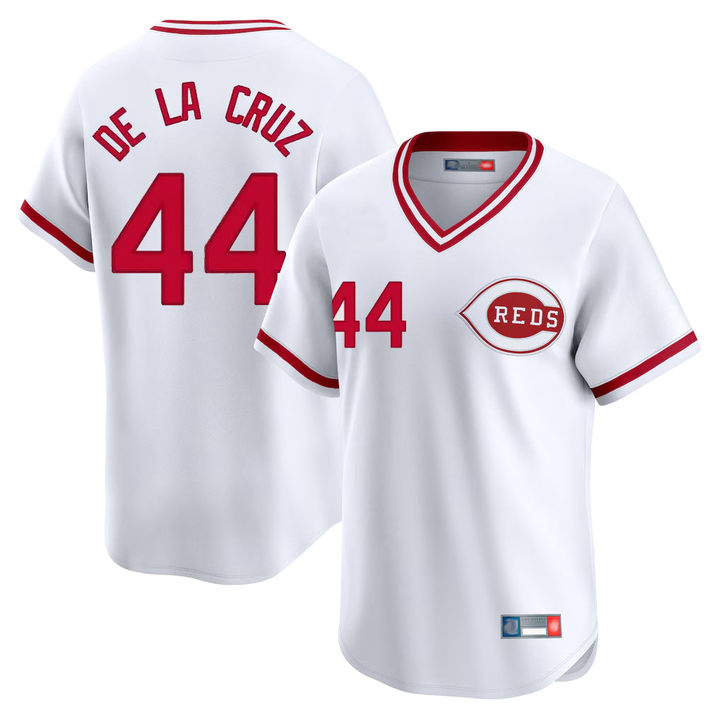 Seanshop C.Reds #44 Elly De La Cruz Player White Cooperstown Collection Limited Stitched Jerseys
