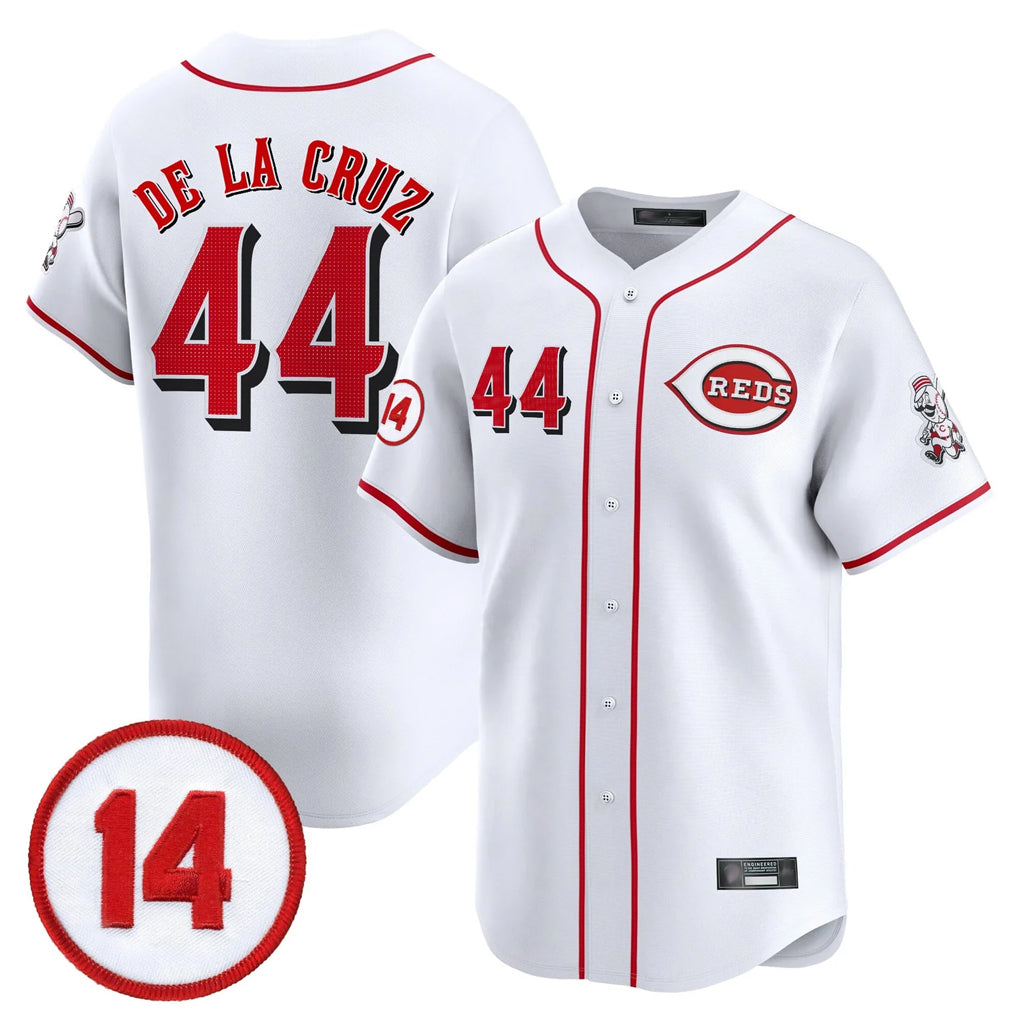 Seanshop C.Reds #44 Elly De La Cruz Player White Vapor Premier Limited Home Stitched Jerseys